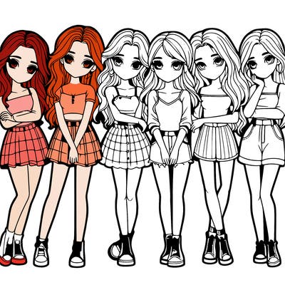 a group of girls realistic