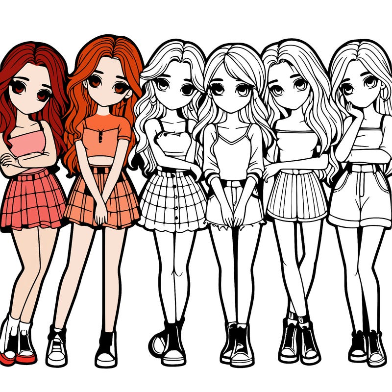 a group of girls realistic