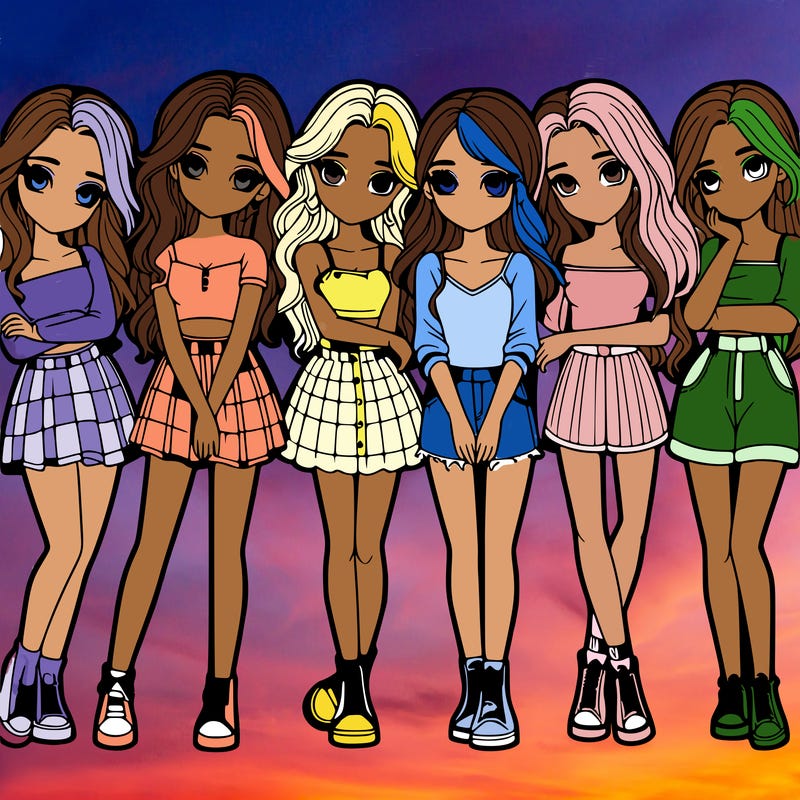 a group of girls realistic