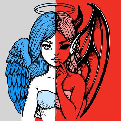 realistic angel half demon