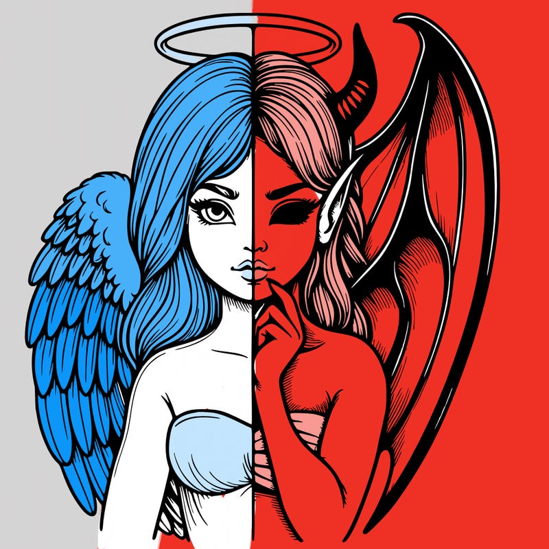 realistic angel half demon