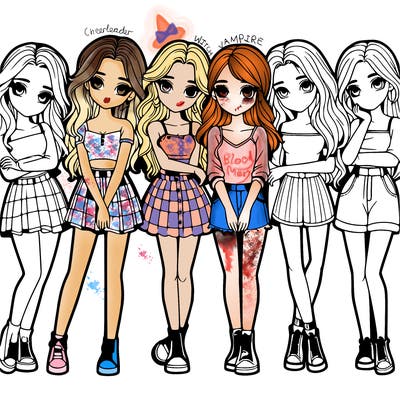 a group of girls realistic