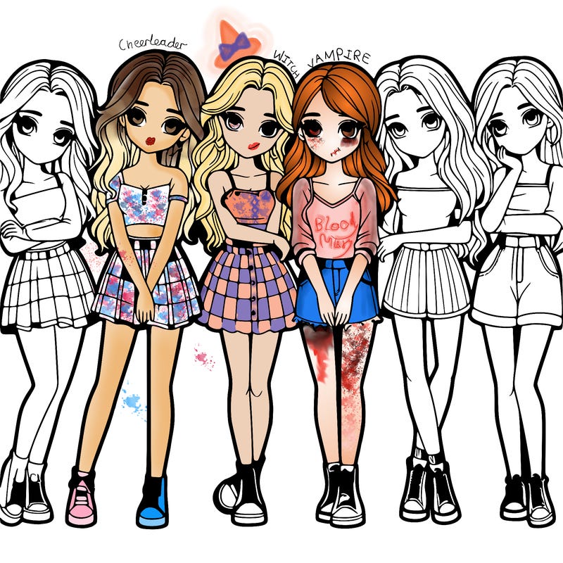 a group of girls realistic