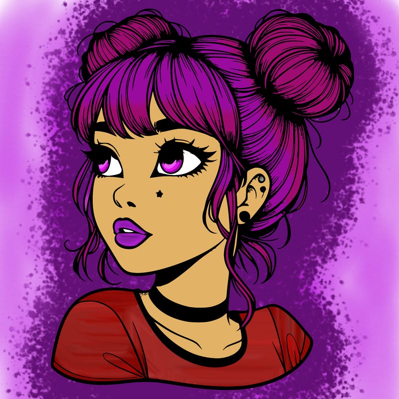 realistic girl with spacebuns