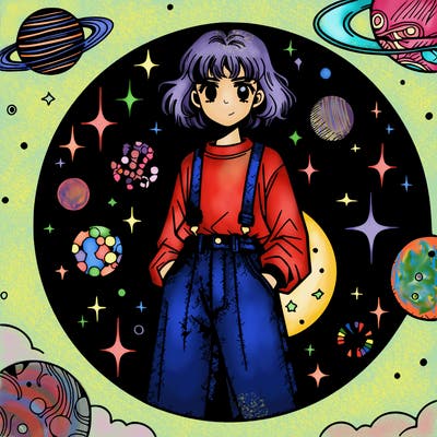 manga girl with a jean