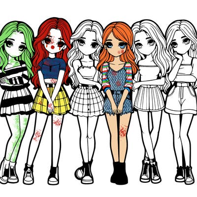 a group of girls realistic