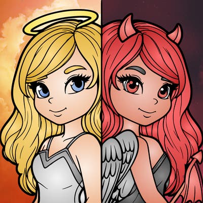 is angel/devil realistic girl