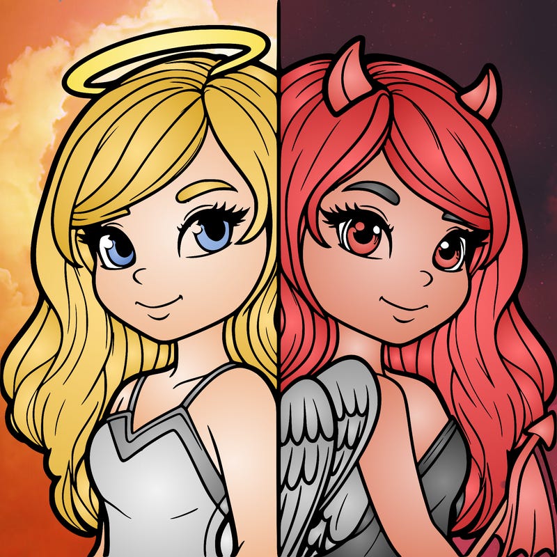 is angel/devil realistic girl