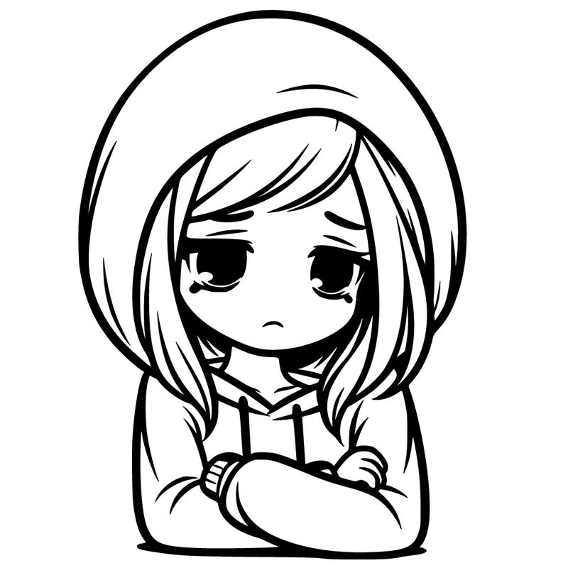 depressed girl in a hoodie