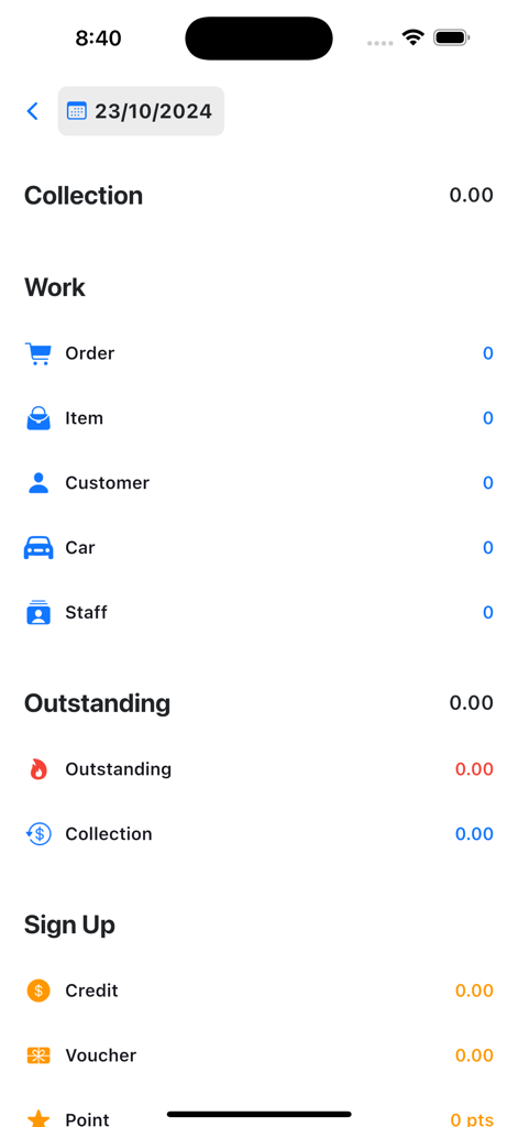 TunaiPro - TunaiProアプリのインターフェース。作業注文、顧客管理、財務概要を表示するビジネスダッシュボード。