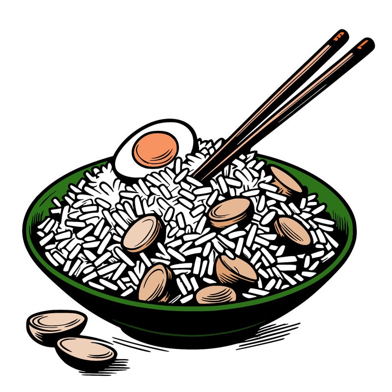 a realistic representation of a plate of chinese fried rice