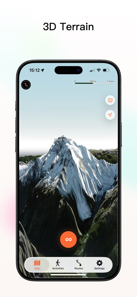 Tooboo - Hiking Trail Guides - Tooboo app displaying a detailed 3D topographic map of a mountain peak