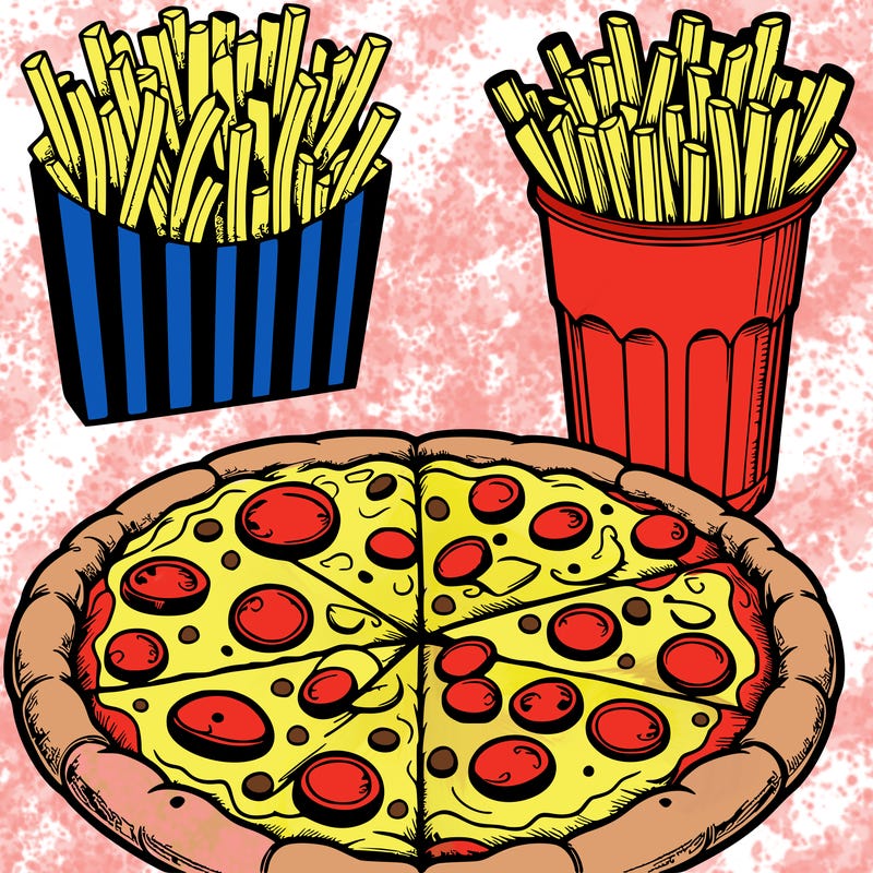 pizza and fries