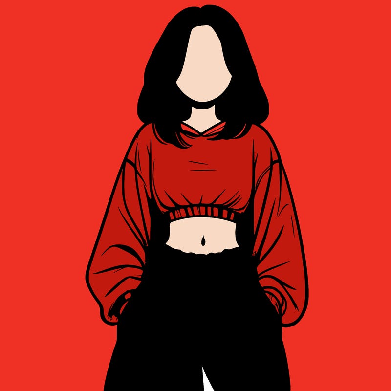 realistic girl faceless with baggy pants and a crop top