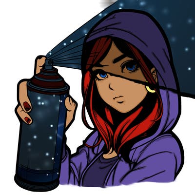 a realistic girl spray, painting