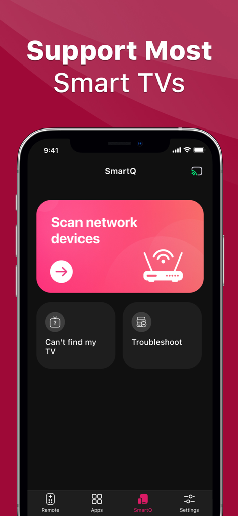Interface of the Remote for RokuTV app showing the network device scanning feature