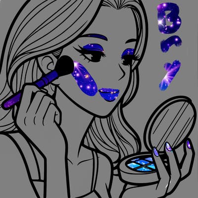 little girl putting on makeup