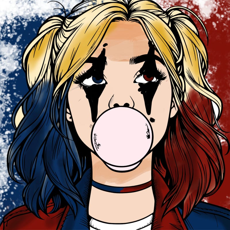 realististic girl blowing bubble -gum