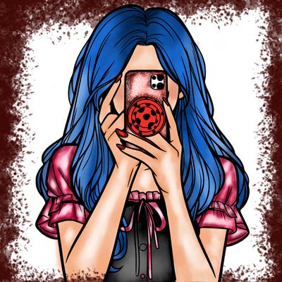 a realistic girl holding her phone taking pictures