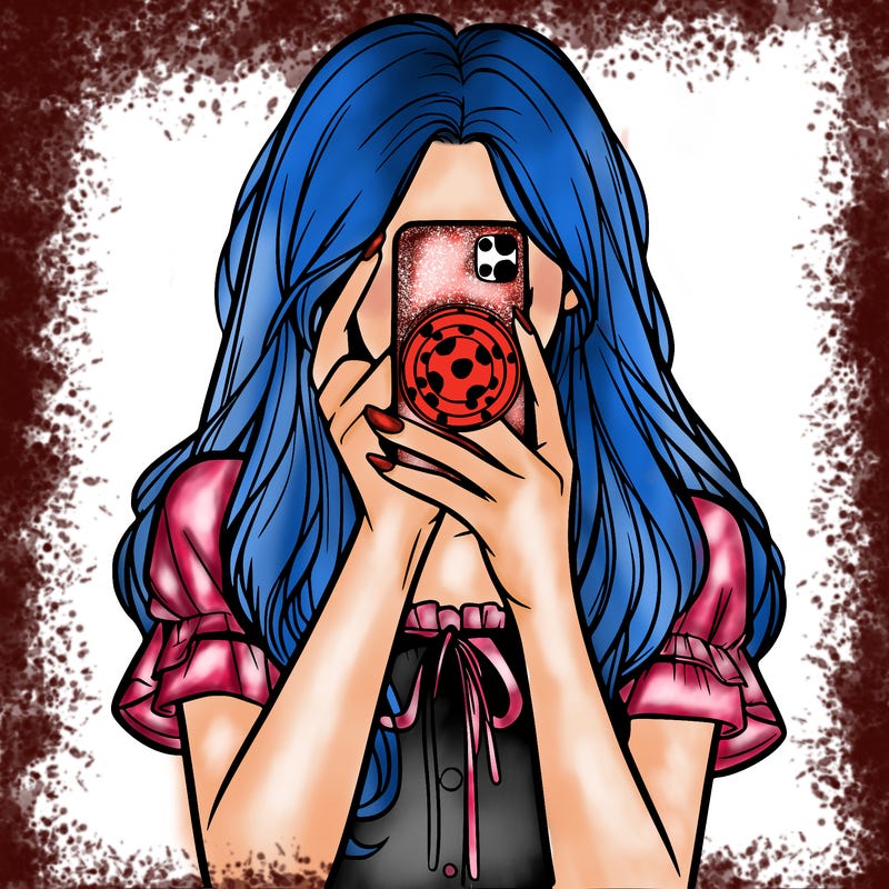 a realistic girl holding her phone taking pictures