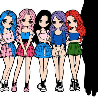 a group of girls realistic