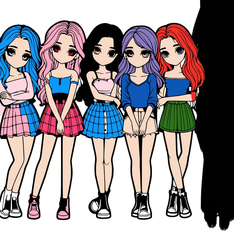 a group of girls realistic