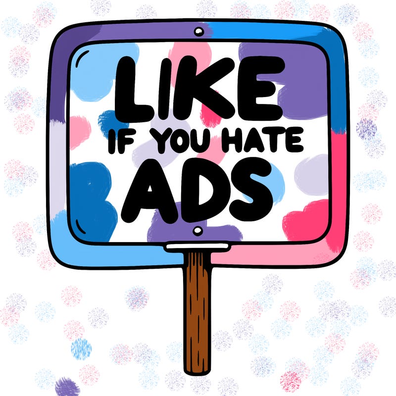 a sign that says like if you hate ads