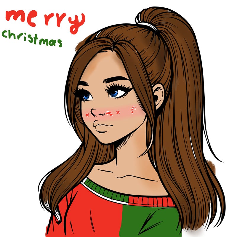 realistic girl with a high ponytail