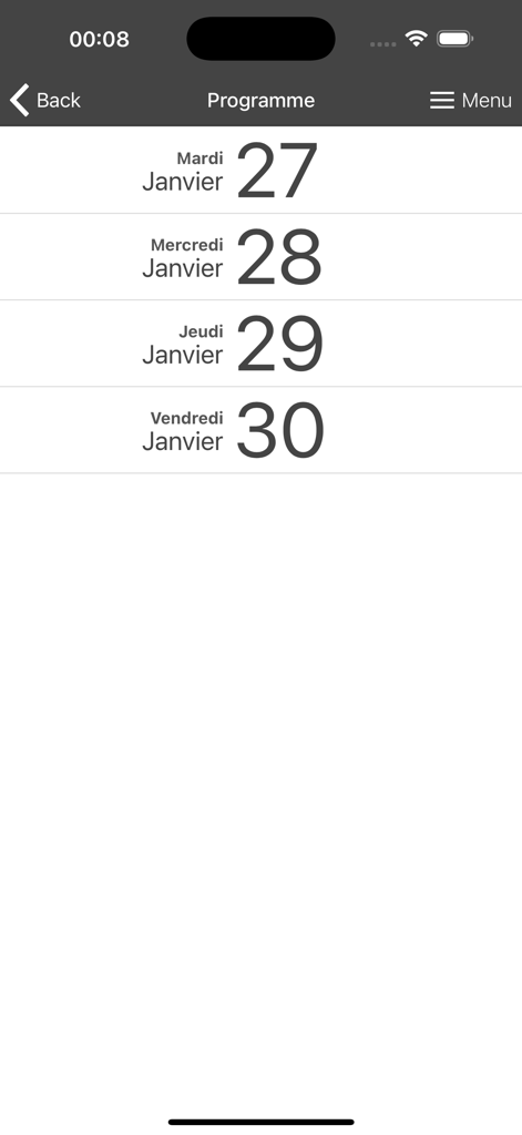 Daily schedule overview for the Assises de Génétique medical congress