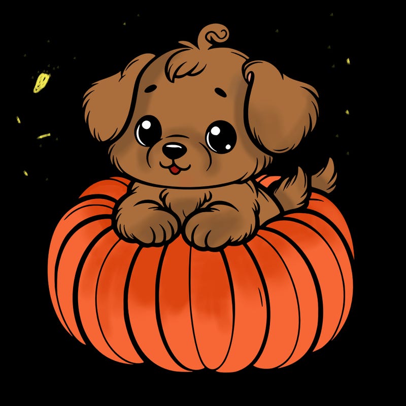 cute little puppy in a pumpkin