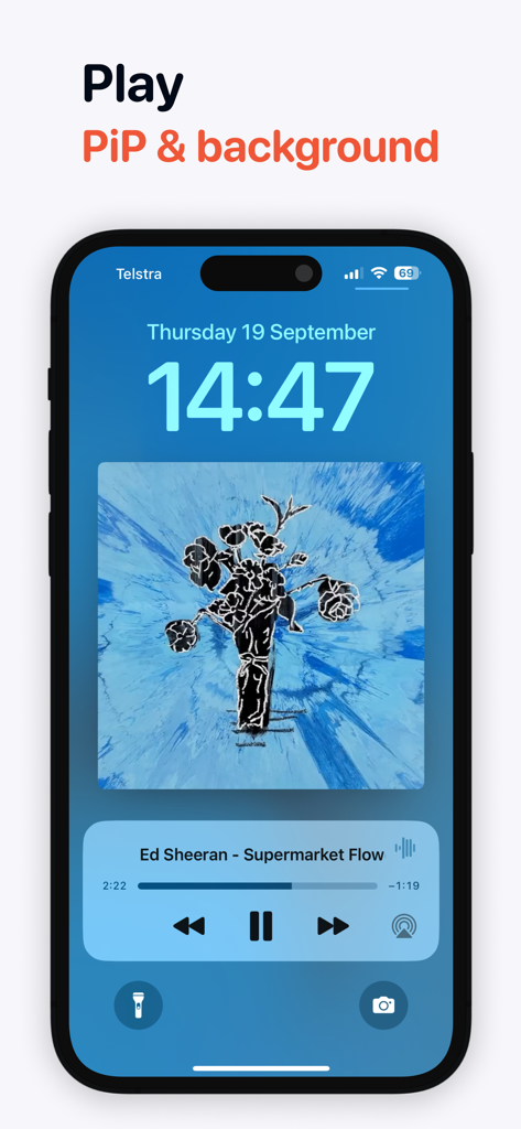 Sperrbildschirm des iPhones, der die Hintergrund-Audio-Wiedergabe eines Musikvideos zeigt