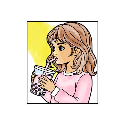 a girl drinking boba