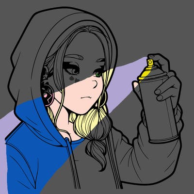 a realistic girl, spray painting