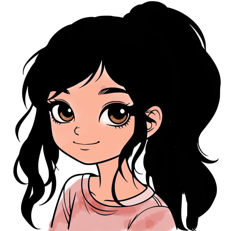 realistic girl with ponytail