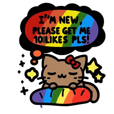 kitty taking a nap dream talking and saying "i'm new, please get me at least 10 likes pls!!"