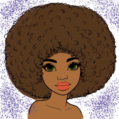 realistic girl with afro