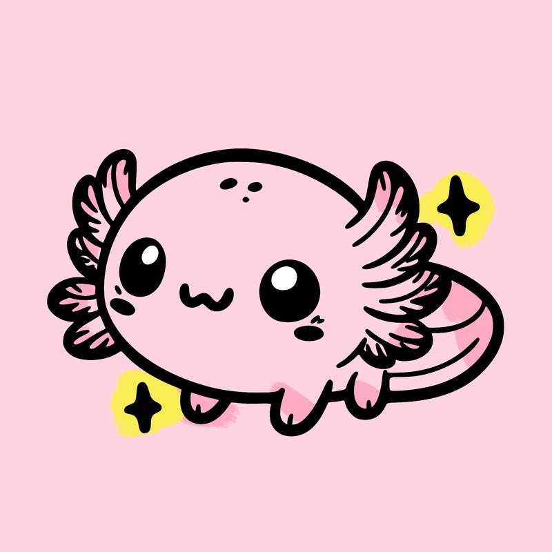 cute easy baby axolotl