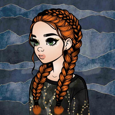 realistic girl with braids