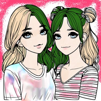 two girls realistic