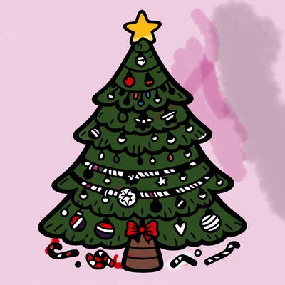 christmas tree with lots of details