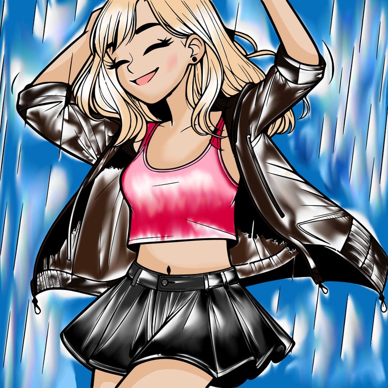 realistic teenage girl dancing in the rain