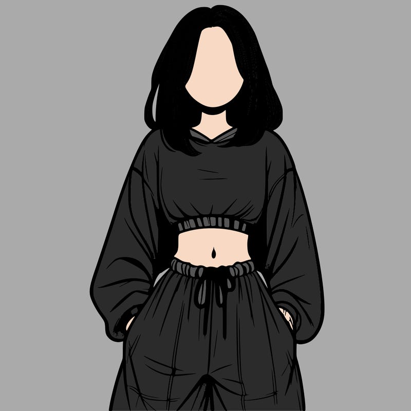 realistic girl faceless with baggy pants and a crop top