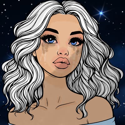 realistic girl with wavy hair and lips