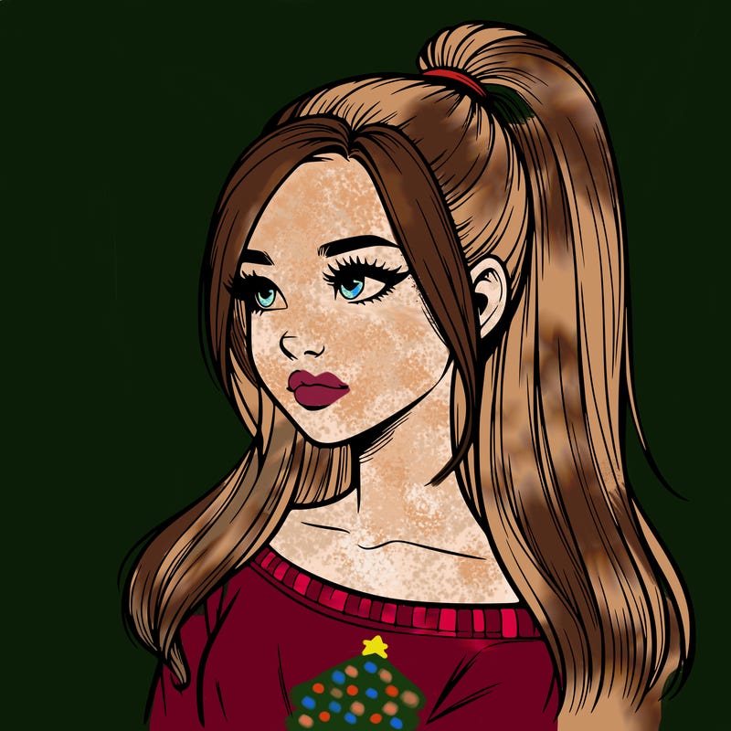 realistic girl with a high ponytail