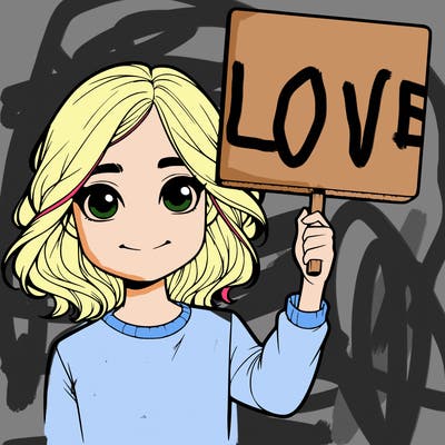 realistic girl holding up a sign