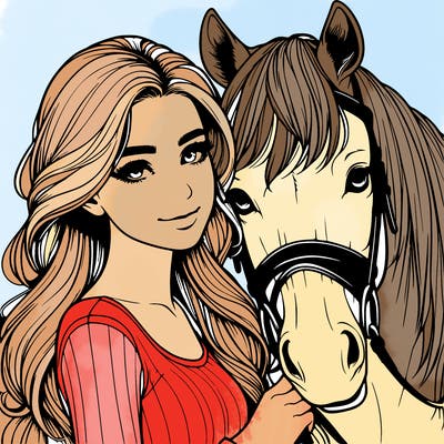 realistic girl with horse