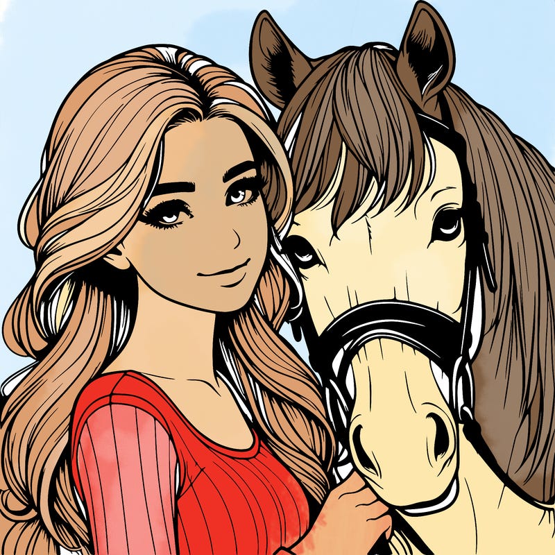 realistic girl with horse