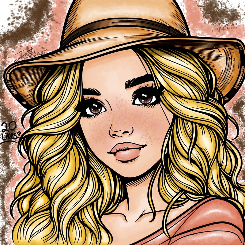 realistic girl with hat