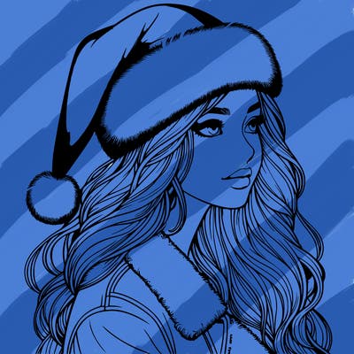 realistic girl in santa hat