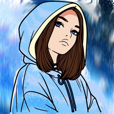 a realistic girl in a hoodie
